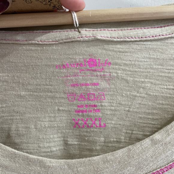 NEW Natural Life Boho Cotton Floral Tee Shirt in Cream And Multicolor Size XXXL - Picture 5 of 6